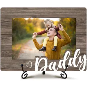 Photo Frame for Daddy, Dad Picture Frame, Wood Picture Frame Birthday Gifts for Dad from Son, Father's Day Thaksgiving Gift for Father, Desktop Shelf Decoration(4x6)