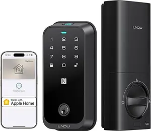 LNDU HK01 Smart Lock , Keyless Entry Door Lock with Apple Home Key, Fingerprint Deadbolt, Supports Apple Homekit, Safety Lock for Front Door, Easy Installation, Auto-Locking