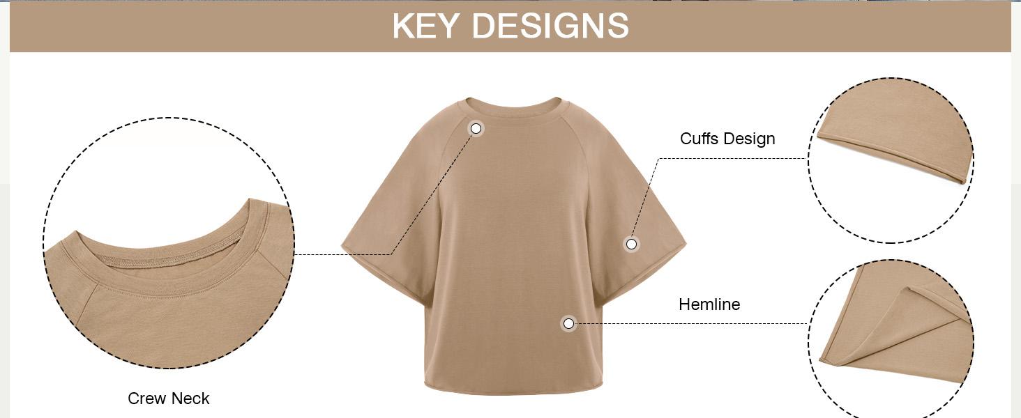 Tankaneo Womens Oversized Half Sleeve T-Shirts Trendy Casual Loose Fit Tops Summer Crew Neck Baggy Shirts