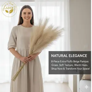 AHIX 8 pcs Set 38 inch Tall Faux Pampas Grass Stems for Home Decor Artificial Pampas Grass Decorative Plants Boho Chic Vase Arrangements Centerpieces Fake Flowers - Decoration Items