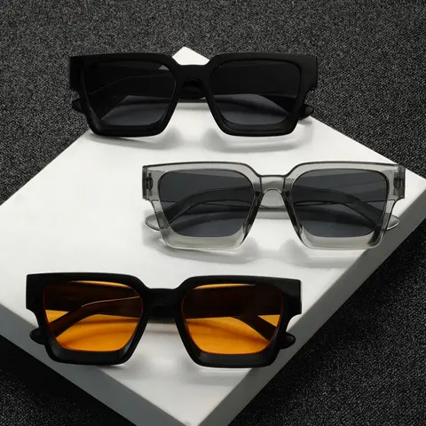 Men's Fashionable Tinted Lens Sunglasses, Trendy Casual Rectangle Frame Sunglasses for Everyday Use, Fashion Accessories for Outdoor Activities, Fashionable Frames Sunglasses