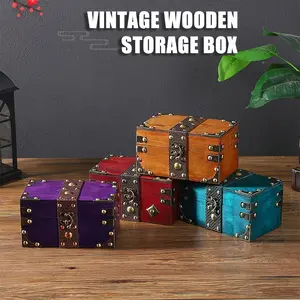 Vintage-style lockable storage box, treasure chest box, movie prop box, collectibles storage box, escape room investigation wooden storage box, jewelry holders, vintage home desktop decoration