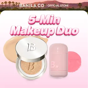[NEW] BANILA CO 5-Minute Makeup Duo | Covericious Ultimate Cover Cushion & Romantic Blush Lip & Cheek | Long-Wear Full Coverage Cushion Foundation + Multi-Use Lip, Cheek & Eye Color Stick