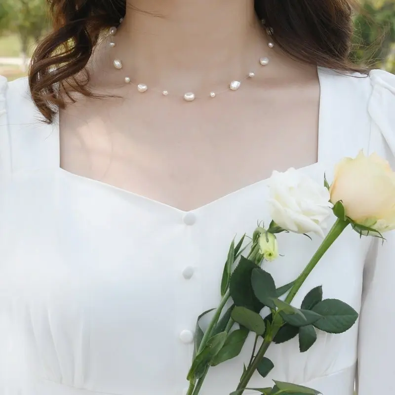 Freshwater Pearl Fish Thread Necklace, Wedding Gift