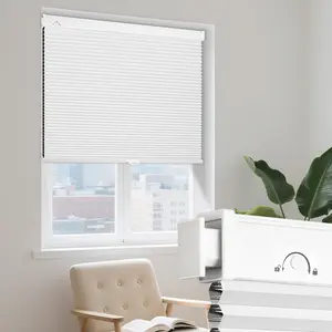 No Drill Cellular Shades for Windows,Cordless Window Blinds for Indoor Windows,Blackout Honeycomb Shades,Thermal Insulated Noise Reduction,46" W x 48" H,Blackout-White-White