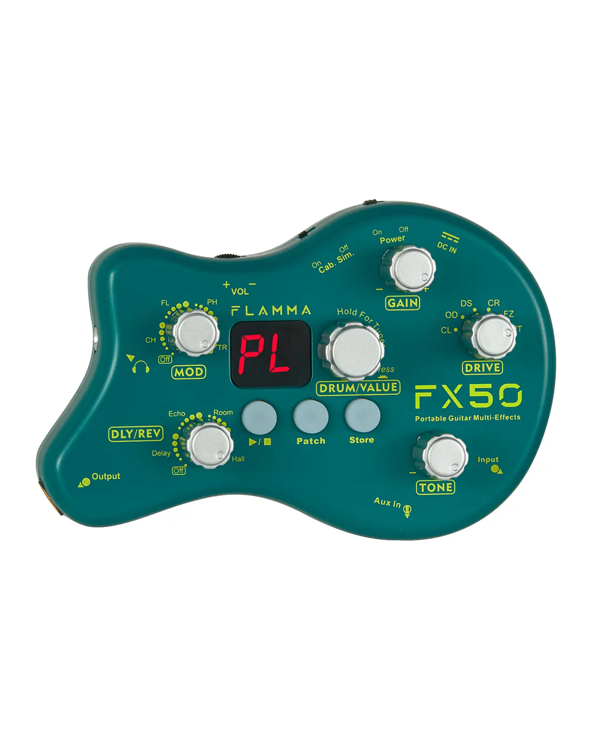 FLAMMA FX50 Guitar Practice Tool Multi-Effects Pedal, Mini Portable Guitar Accessory with 40 Drum Rhythms, 15 Effects, 32 Patches, Tuner Function, Corded & Battery Power Support