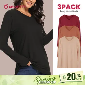 SHOWITTY Women's 3 Pack Long Sleeve Shirts – Casual Fall Tops for Workout, Travel & Daily Wear
