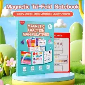 Deluxe Magnetic Fraction Tri-Fold Board Book | Hands-On Math Manipulative with Dry-Erase Activity Cards | Visual Fraction Puzzle for Kids Ages 3+ | Premium Portable Learning Tool