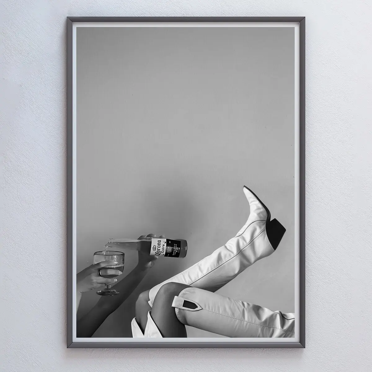 Cowgirl Boots Print, Beer Poster, Black and White, Bar Cart Wall Art, Girly Dorm Room Decor, Disco Cowgirl, Bar Wall Art, Unframed