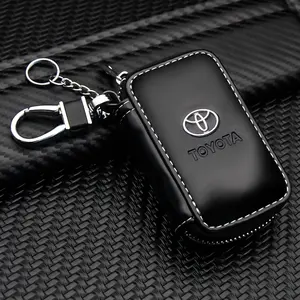 Toyota Leather Car Key Case, Multi-Function Key Storage Protector, Durable Scratch Resistant Portable Key Cover, Exclusive Logo Decoration