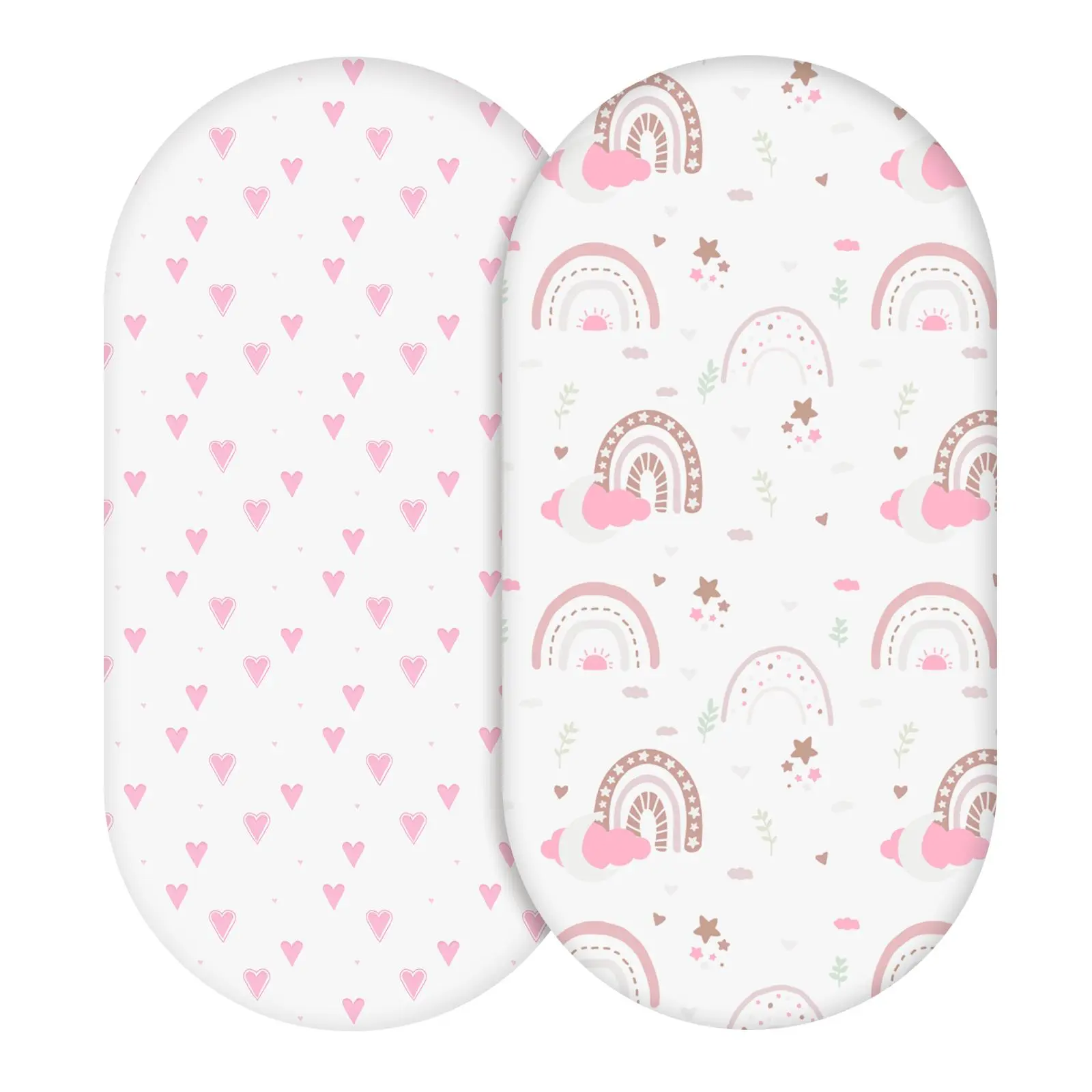 Bassinet Sheets, Cradle Sheets, Fitted Bassinet Sheets, Bassinet Sheets for Newborn Baby Boy and Girl, Bassinet Sheet Neutral, Fit for Rectangle, Round, Oval, Hourglass Mattress, Flexible for Different Bassinet Pad/Mattress 2 Pack