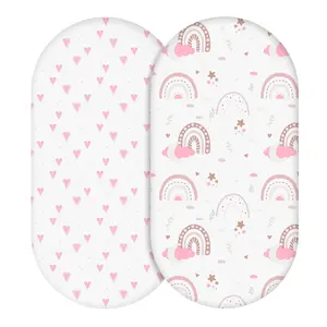 Bassinet Sheets, Fitted Bassinet Sheets, Bassinet Sheets for Newborn Baby Boy and Girl, Bassinet Sheet Neutral, Fit for Rectangle, Round, Oval, Hourglass Mattress, Flexible for Different Bassinet Pad/Mattress 2 Pack