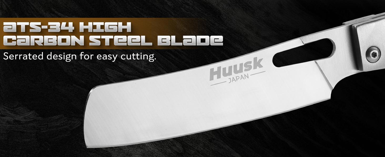 Huusk Folding Chef Knife Set - Including Nakiri, Santoku, Bread and Fruit Knives - EDC Kitchen Knife Set with 440C Stainless Steel Ultra Sharp Blade - Japanese Pocket Knives for Gift Giving