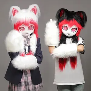Cosplay Fursuit Head Kigurumi Kig Cute Furry Mask Paws Tail Comiket Furry Headbase Handmade Cat Doll Animal Cosplay Accessories