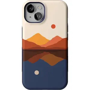 Casely iPhone 13 Mini Case | Opposites Attract | Day & Night Mountains | Bold Protective Design | Compatible with MagSafe