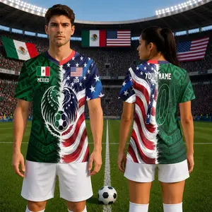 Custom Half USA Half Mexico Soccer Jersey, Personalized Soccer Jersey, Mexico USA Binational Football Jersey, Soccer Fan Gift Jersey