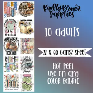 Books DTF Transfer Gang Sheet, 22 x 60