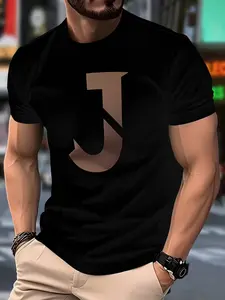 Men's Casual Fashion Printed T-Shirt, Daily Versatile Commute Wear, Valentine's Day & Father's Day Gift, All Seasons, Short Sleeve, Long Length