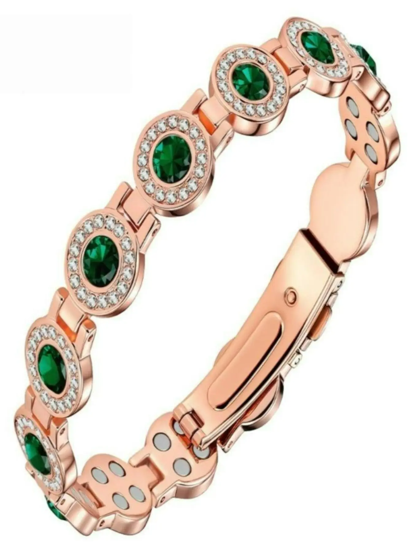 4X Strength Magnetic Copper Bracelet for Women, Updated 3800 Gauss Magnets, Adjustable Length with Secure Clasp, Premium Multi-Facet Inlays, High Quality Bracelet, Dainty Crystal Bracelet, Pretty Bracelet