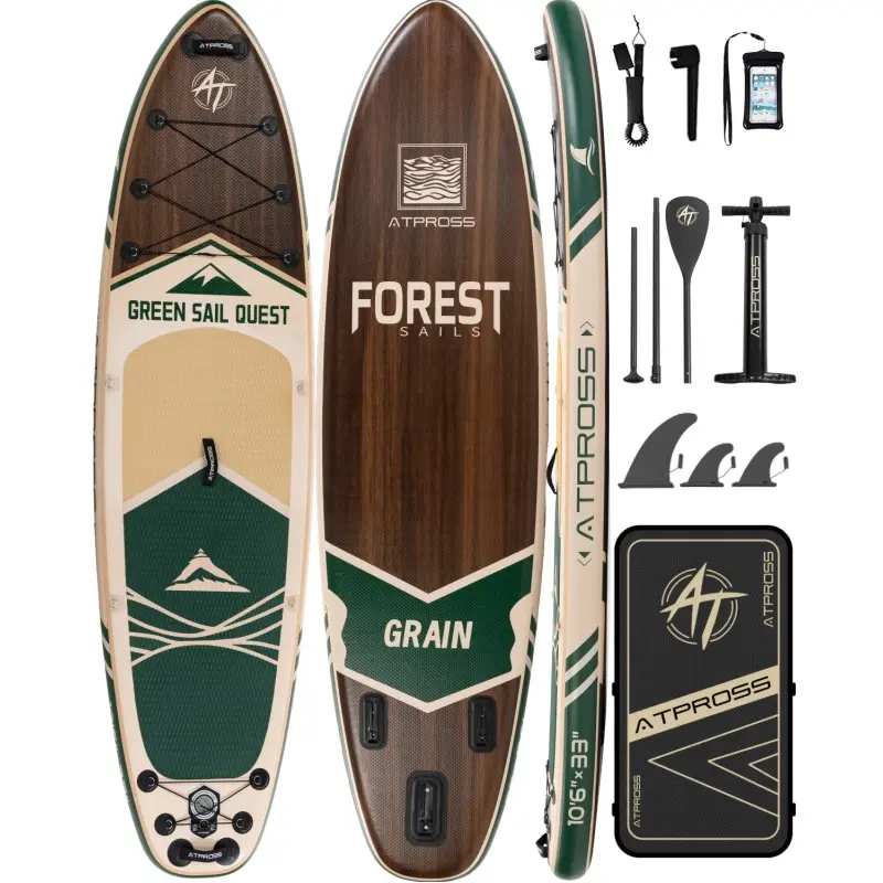 [DealsForYouDays] 10'6''x33'' Multi Purpose Inflatable Stand Up Paddle Board, 400lbs Extra Wide Outdoor Paddleboard with Anti-Slip EVA Deck, Premium SUP Accessories Kit for Yoga, Fishing, Outdoor Paddle, Inflatable Paddle Board