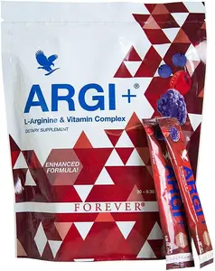Forever Argi+, L-Arginine & Vitamin Complex is a premium dietary supplement designed to support healthy circulation, cardiovascular, energy, & athletic wellness. With antioxidants from berries & promegranate, it helps fuel your body, improve blood flow.