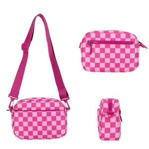 Checkered Nylon Crossbody Bags For Women & Men Unisex Mini Purse With Adjustable Strap Soft Durable Compact Spacious Trendy Shoulder Handbags 9L x 2.6W x 6.6H summerwins