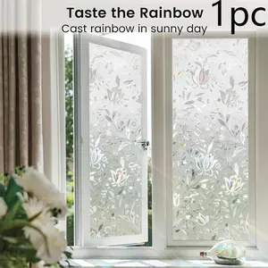 Privacy Window Film Roll, Static Adhesive Glass Covering, Self-Stick Transparent Half-Tone, Elegant Tulip Pattern, Office Bathroom Decor, Decorative Stickers, Adhesive Stickers, Window Privacy Films