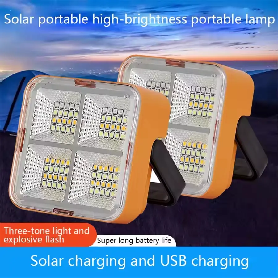 Solar emergency light, solar LED working light, waterproof portable floodlight, suitable for camping and outdoor maintenance, Super Bright Light, Waterproof Solar Lights