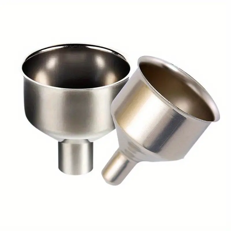 2pcs Funnel, Kitchen Stainless Steel Funnel, Oil Funnel, Wine Funnel, Large and Small Diameter Portable Conical Oil Funnel, Funnel for Liquids, Jam, Beans, Funnel for Incense, Liquids, or Dry Ingredients, Kitchen Accessaries, Utensils, Kitchen Tools