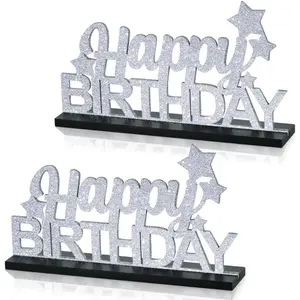 Glitter  Letter Happy Birthday Sign Centerpieces for Table Birthday Party Supplies Birthday Decorations for 16th 21st 30th 40th 50th 60th 70th 80th 90th 100th Birthday Table Decoration