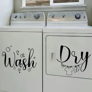 Cute Cartoon Wash & Dry Letter Pattern Wall Tiles Sticker for Farmhouse Laundry Room Decor Colorful Decorative Ornaments Decoration