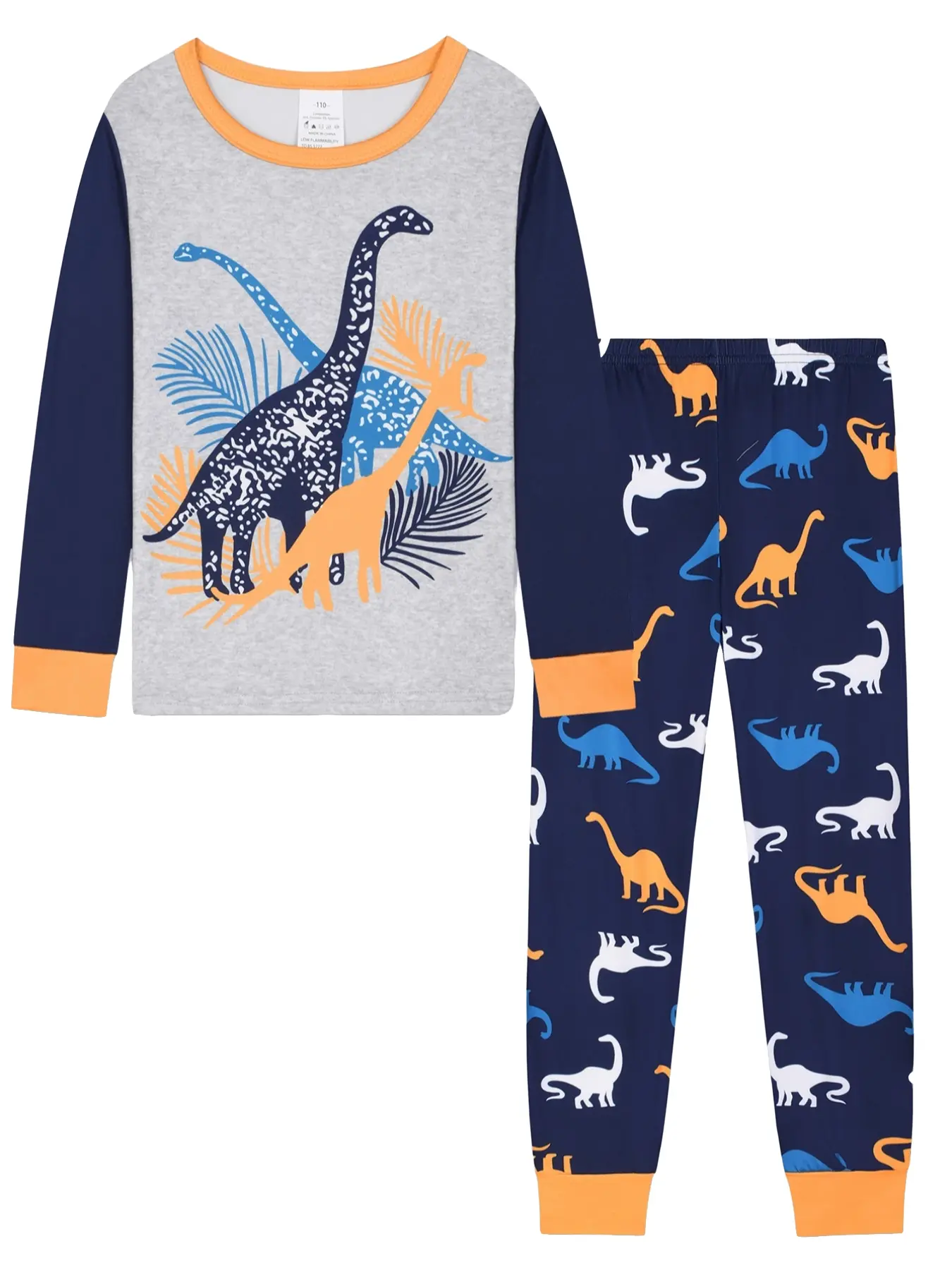 Round Neck Long Sleeve Pajama Set, Dinosaur Pattern, Casual Loose-Fitting Home Wear, All Seasons Comfortable Sleepwear, Pajama Lounge Sets