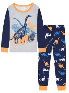 Round Neck Long Sleeve Pajama Set, Dinosaur Pattern, Casual Loose-Fitting Home Wear, All Seasons Comfortable Sleepwear, Pajama Lounge Sets