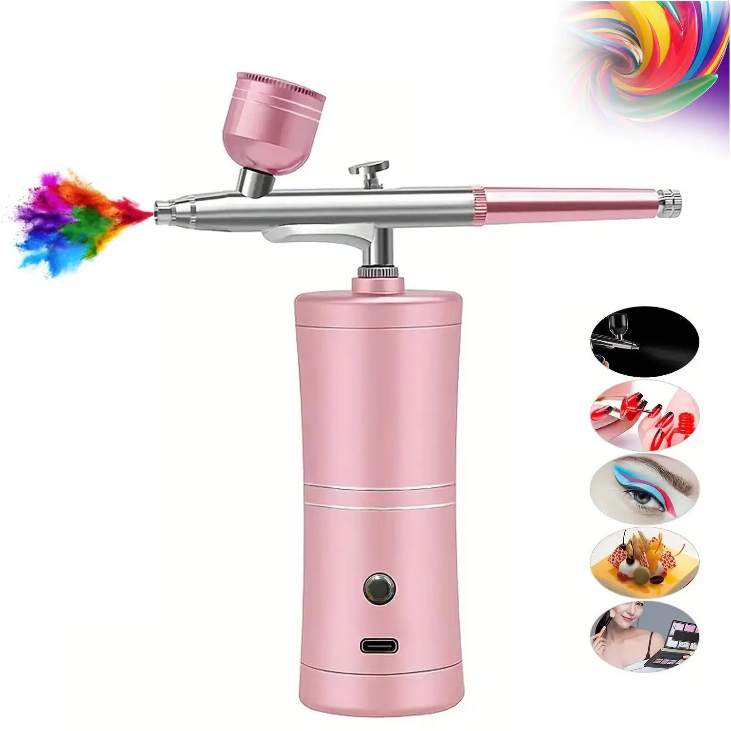 Rechargeable Airbrush Kit for Summer, Handheld Airbrush for Nails, Adjustable Nail Art Painting Cake Painting Airbrush, Makeup Airbrush Tool for Home