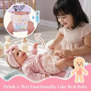 BABESIDE Drink & Wet Reborn Baby Doll Girl - 17 Inch Lifelike Newborn Realistic Doll with Soft Vinyl Full Body, Can Drink Water & Pee, Real Life for Kids Ages 3+