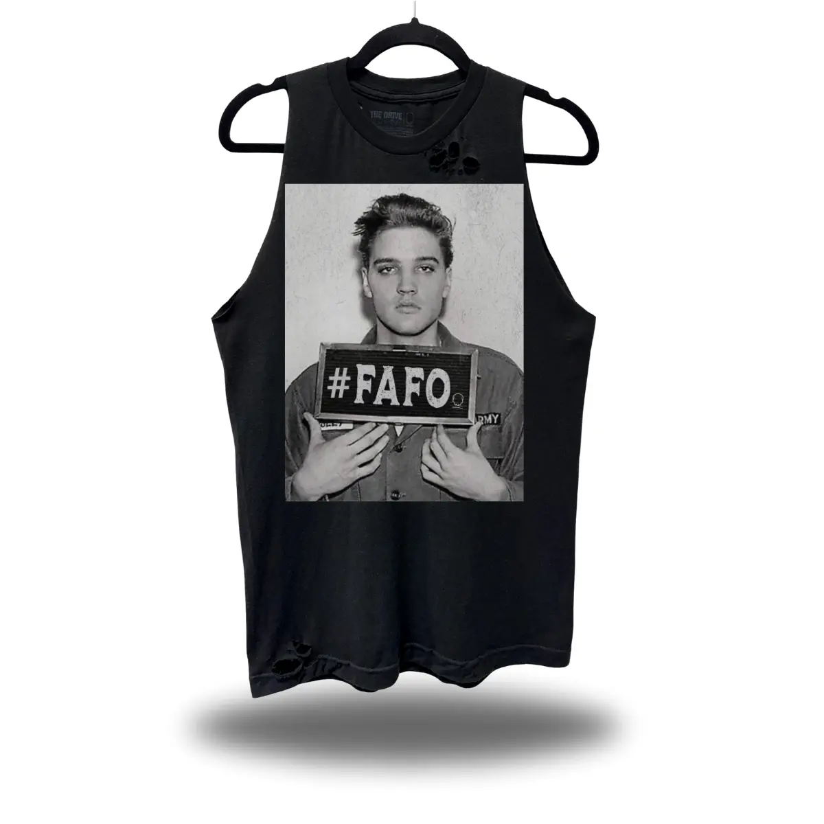TheDriveClothing Elvis Road Rash Tank Top – Black Vintage Streetwear Graphic Tank, Unisex Y2K Biker Fashion Shirt, Oversized Gym Tank, Casual Festival Outfit, 100% Cotton Apparel
