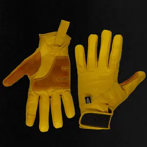 Digits Workwear Insulated All-Weather Yellow Leather Gloves with Velcro Wrist Closure & Extended Cuffs for Cold Weather Protection