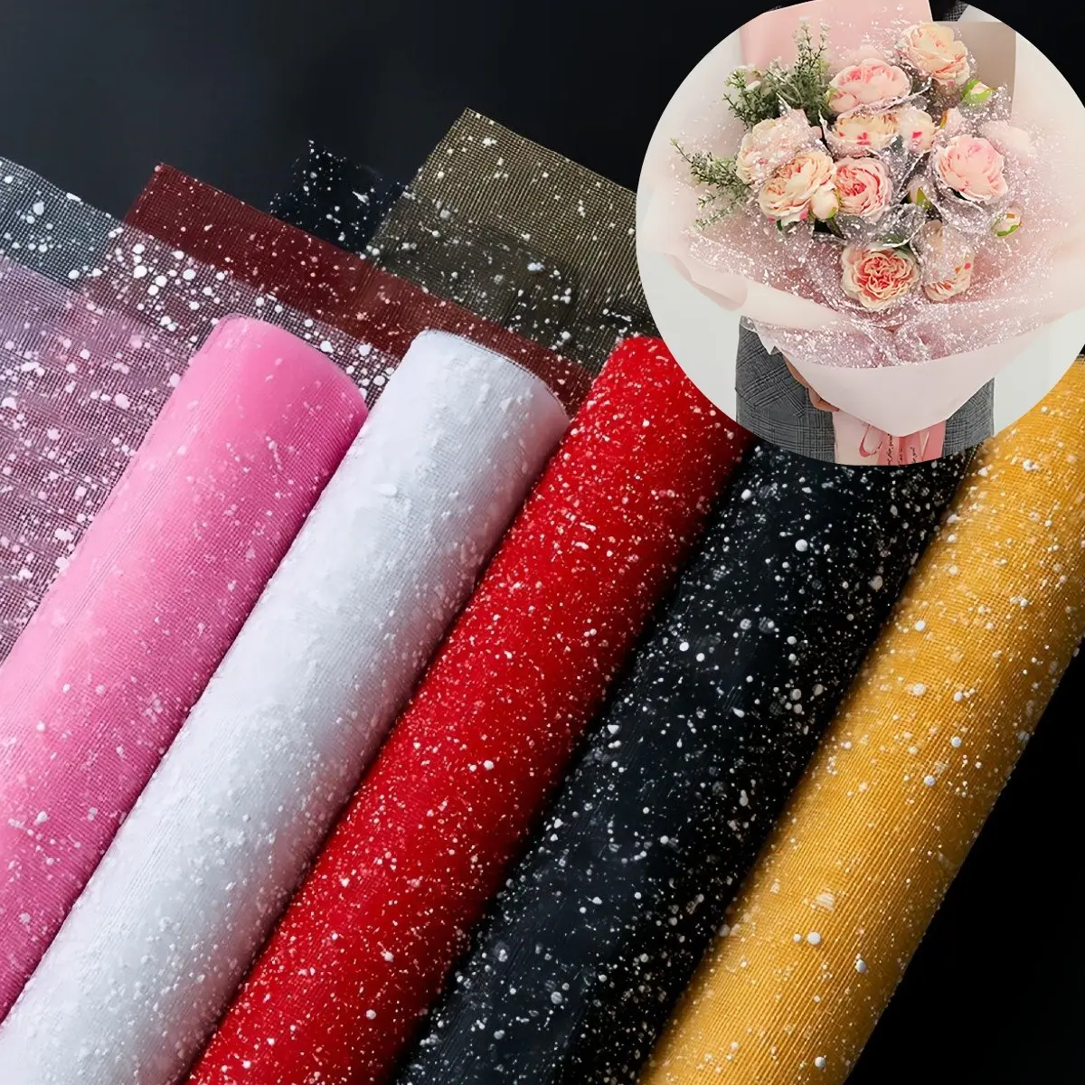 Rainbow Snowflake Lace Flower Packaging Cloth, Handmade Rose Wrapping Paper, Floral Arrangement Materials, Wholesale Gift Decoration Supplies, Creative Gift Packaging, Gift Package, Gift Box Packaging