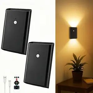 Spring Sales Smart LED Night Lights w/ Motion Sensor 5000mAh Rechargeable Wall Sconce Set of 2 Magnetic Stair Lights Indoor Wireless Wall Sconces Night Light for Bedroom Hallway, porch light