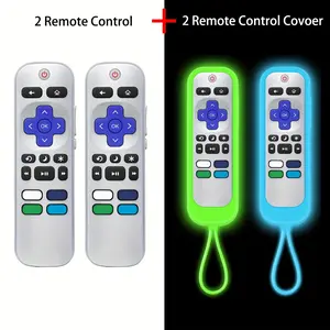 4 Pack (2 Remote Controls, 2 Remote Control Cover) Universal Remote For Roku