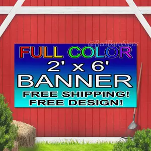 2 x 6 Custom Vinyl Banner 13oz Full Color Outdoor Sign 2x6 FREE DESIGN