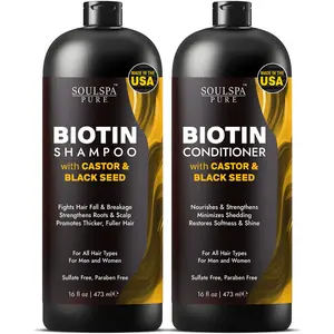 Biotin Shampoo & Conditioner Set with Castor & Black Seed Oil
