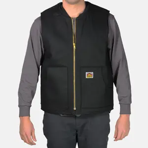 Ben Davis Men's Lined Vest with Zipper Collar and Pockets Made of Acrylic and Polyester Suitable for Menswear Ribbed Collar Heavy Duty Zipper Lined Patch Pockets