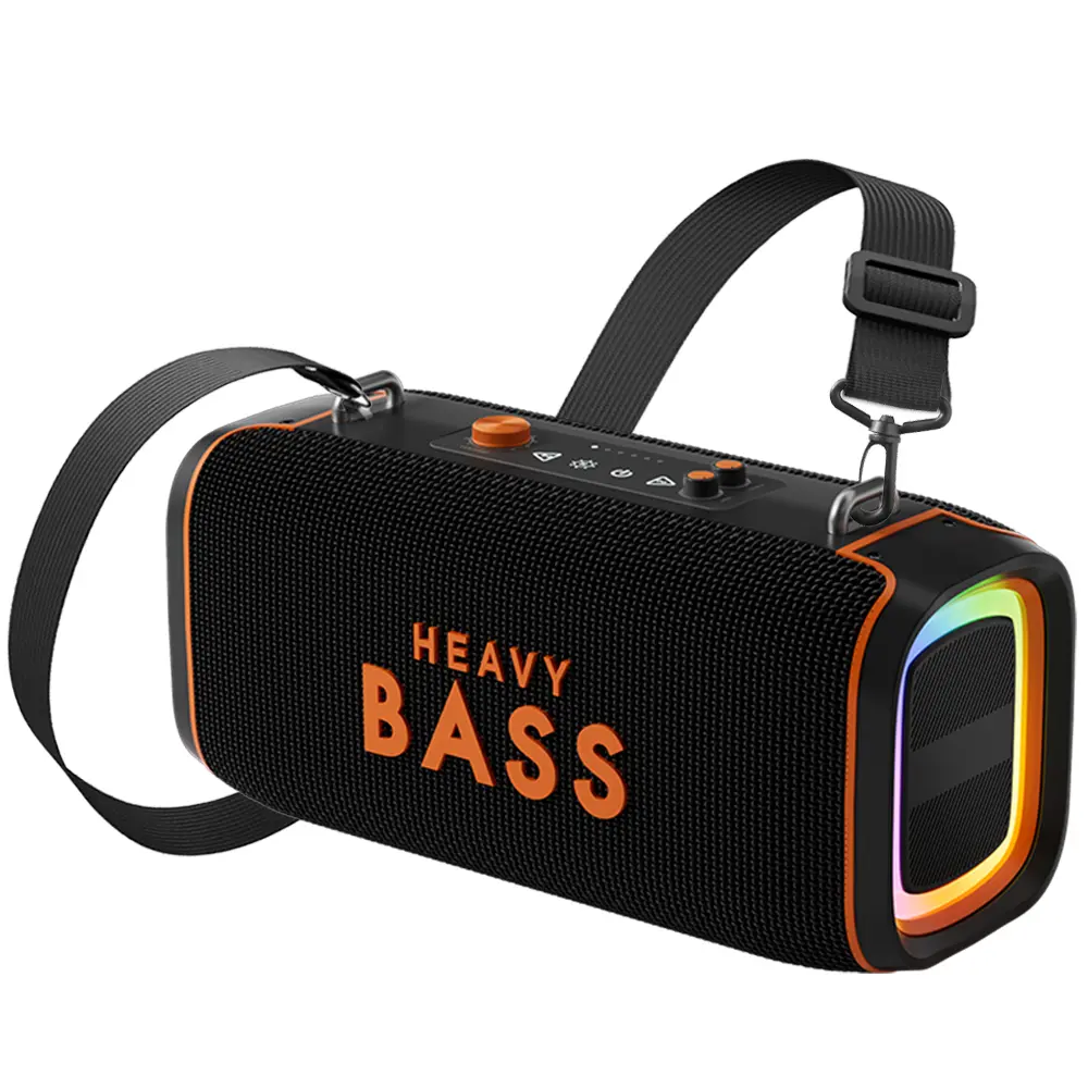Luxury Design Bluetooth Speaker Immersive Sound Heavy Bass 8000mAh Battery Portable Wireless Speaker Outdoor Parties Home Entertainment Audio Connection Smartphone Black