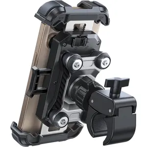 Motorcycle Phone Mount Holder - [Dual Vibration Dampener] 150mph Anti-Shock Phone Holder for Motorcycle [Upgrade Metal Handlebar Clamp] - Bicycle Bike Phone Holder Mount for 4.7-7" Cell Phones