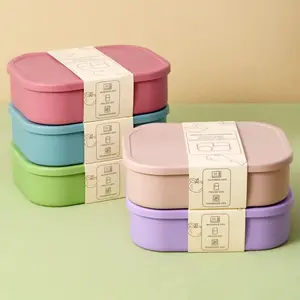 Silicone lunch box, suitable for students and adults to bring their own meals, 4 compartments, outdoor bento box