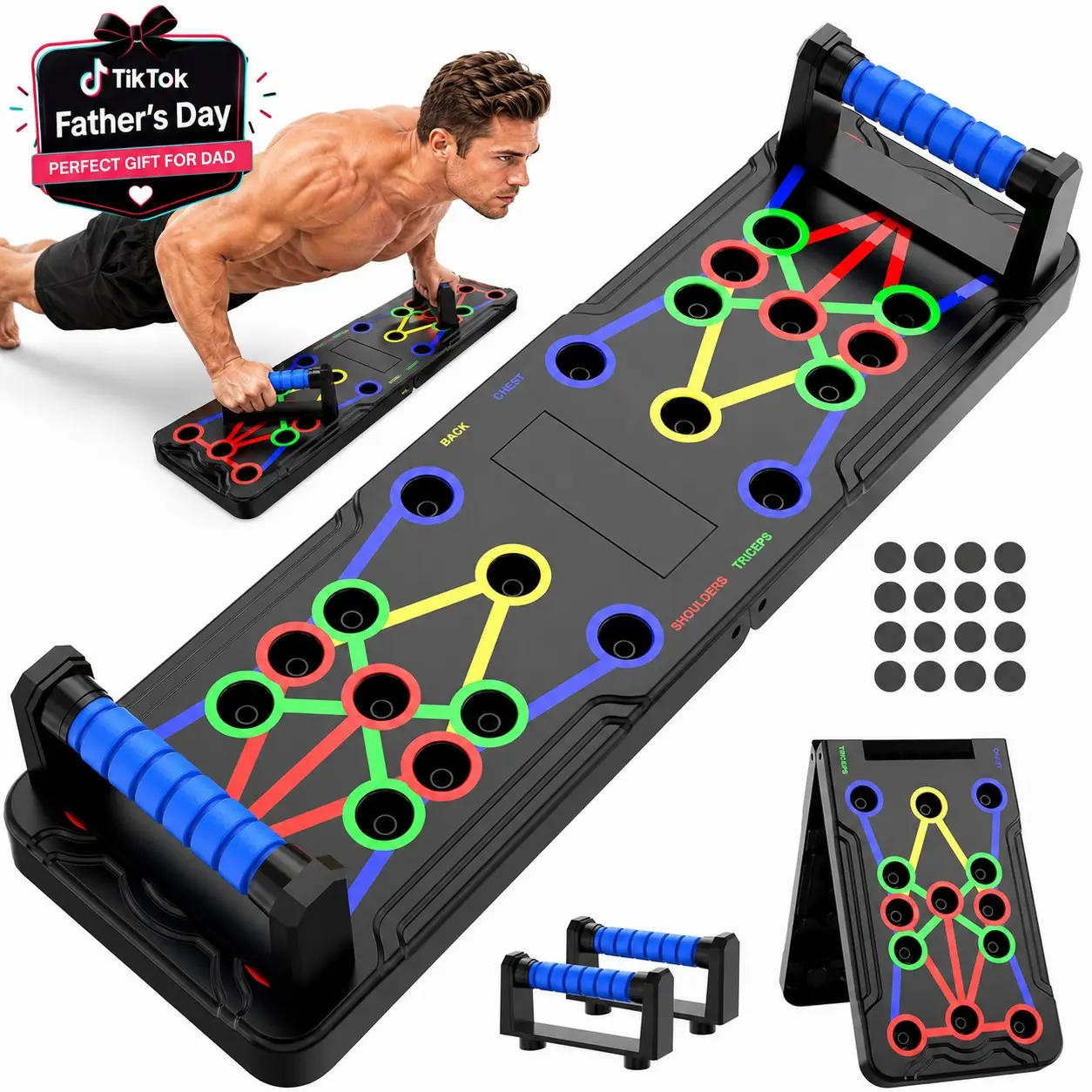 Push Up Board 15 in 1 Multifunctional Fitness Equipment Home Workout Equipment Multi-Functional Pushup Stands System Fitness Floor Chest Muscle Exercise Professional Equipment Burn Fat Strength Workout Equipment