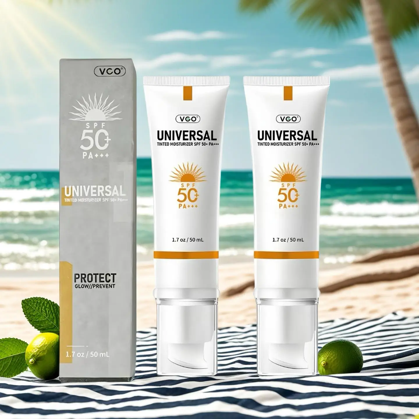 VGO Universal Tinted Moisturizer SPF 50 PA+++ All-In-One Face Sunscreen & Foundation 50ml Hydrating Moisture Repair
