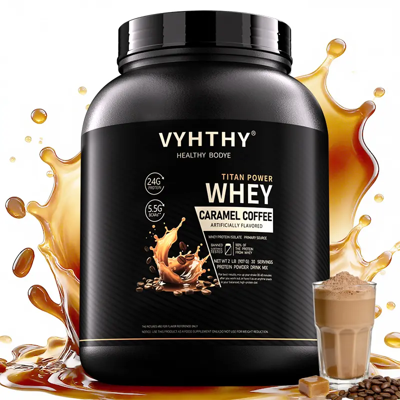 VYHTHY Whey Protein Powder - Caramel Coffee Flavor, 24g Protein, 3.5g BCAAs, Sugar-Free, High-Quality Whey Isolate & Concentrate, Nutrition Supplement for Muscle Growth & Recovery, Fitness Support