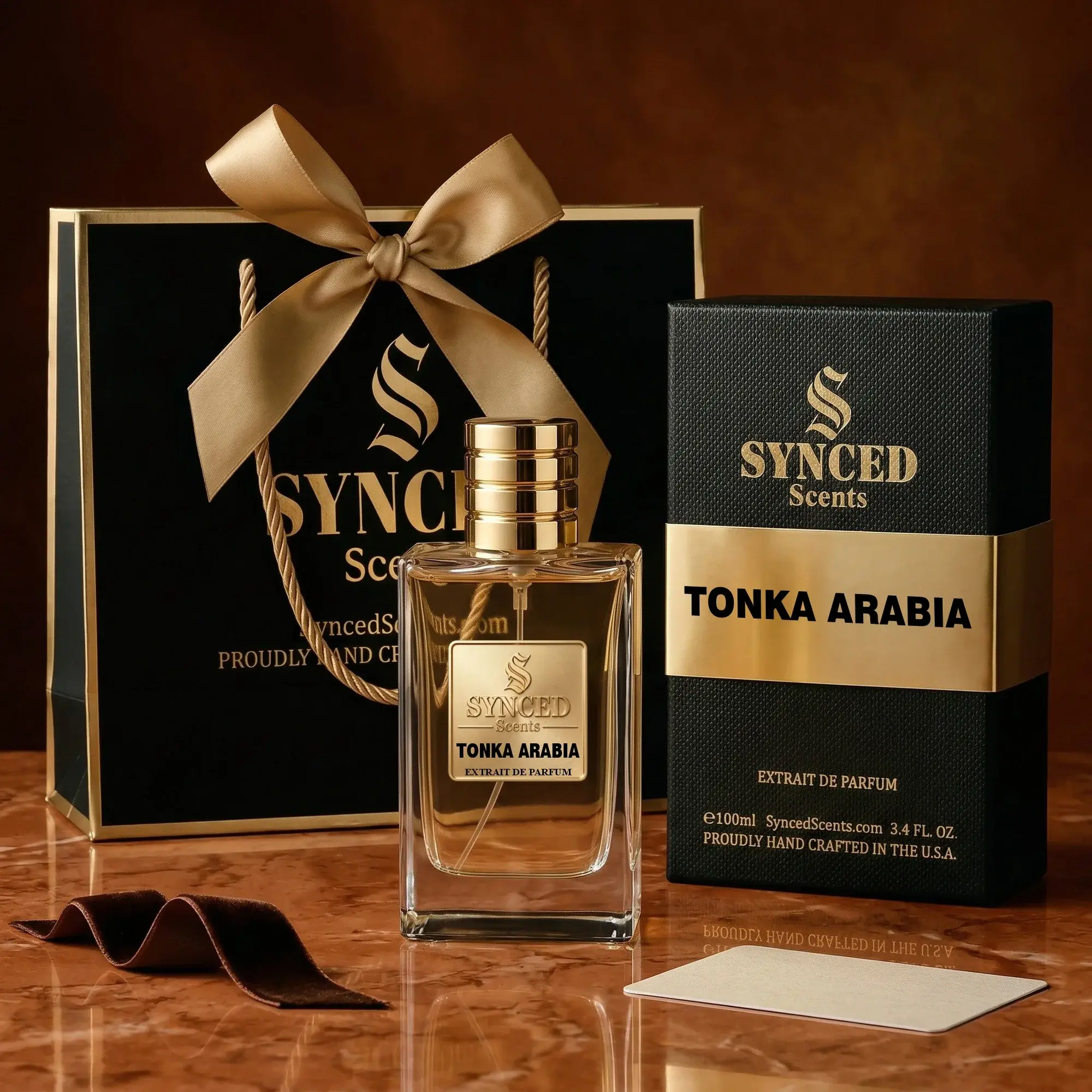TONKA ARABIA by Synced Scents | Inspired by Arabians Tonka | Smells Like Sweet Amber Tonka Bean Perfume | Unisex Extrait de Parfum | Long Lasting, Strong Projection, Niche Inspired Fragrance
